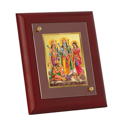 DIVINITI 24K Gold Plated Foil Lord Ram Darbar Wooden Stylish Wall Photo Frame Idol for Temple, Home Decor, Luxury Gift | MDF Size 1 (16.7x14.2 CM)