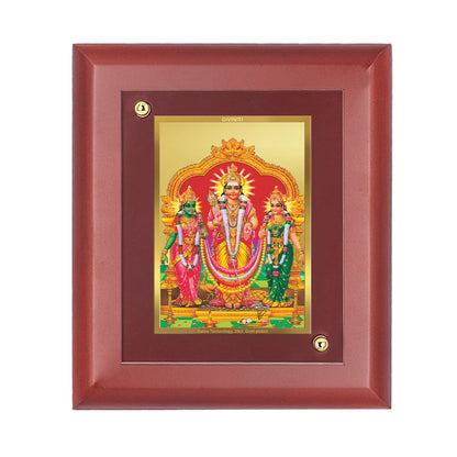 DIVINITI 24K Gold Plated Foil Murugan Valli Wooden Stylish Photo Frame Idol for Home Decor, Wall Decor, Table Top, Worship, Gift | MDF Size 1 (16.7x14.2 CM)