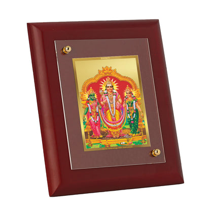 DIVINITI 24K Gold Plated Foil Murugan Valli Wooden Stylish Photo Frame Idol for Home Decor, Wall Decor, Table Top, Worship, Gift | MDF Size 1 (16.7x14.2 CM)