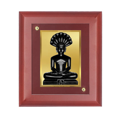 DIVINITI 24K Gold Plated Foil Parshvanatha Wooden Photo Frame Idol for Home & Office Wall Decor, Table Top, Gift | MDF Size 1 (16.7x14.2 CM)