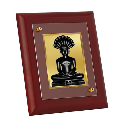 DIVINITI 24K Gold Plated Foil Parshvanatha Wooden Photo Frame Idol for Home & Office Wall Decor, Table Top, Gift | MDF Size 1 (16.7x14.2 CM)