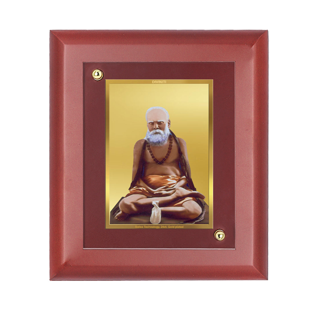 DIVINITI 24K Gold Plated Foil Pambanswamigal Wall Tradition Photo Frame Idol for Puja Room, Home Decor, Table Top , Gift|MDF Size 1 (16.7x14.2 CM)