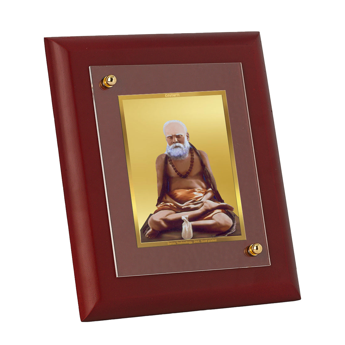 DIVINITI 24K Gold Plated Foil Pambanswamigal Wall Tradition Photo Frame Idol for Puja Room, Home Decor, Table Top , Gift|MDF Size 1 (16.7x14.2 CM)