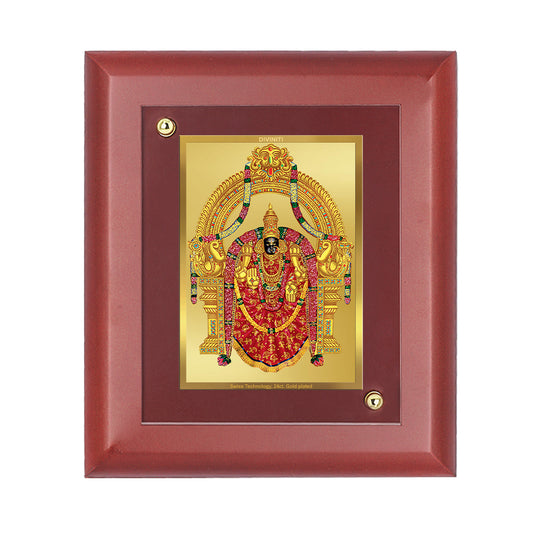 DIVINITI 24K Gold Plated Foil Goddess Padmavathi Wooden Photo Frame Idol for Home Decor, Wall Hanging, Table Top, Gift | MDF Size 1 (16.7x14.2 CM)