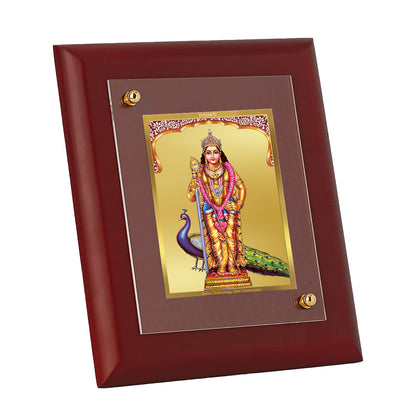 DIVINITI 24K Gold Plated Foil Murugan Wooden Photo Frame Idol for Wall Hand Home Decor, Wall Decor, Table Top, Gift, Worship , Gift | MDF Size 1 (16.7x14.2 CM)