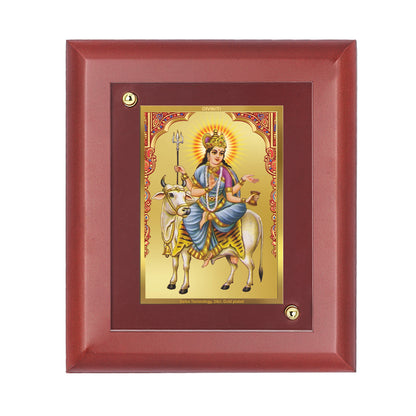 DIVINITI 24K Gold Plated Foil Mahagauri Mata Wooden Photo Frame Idol for Home Wall Decor, Table, Puja Room, Gift | MDF Size 1 (16.7x14.2 CM)