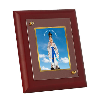 DIVINITI 24K Gold Plated Foil Lourdes Stylish Photo Frame Idol for Home Decor, Wall Hanging, Table Top, Gift|MDF Size 1 (16.7x14.2 CM)