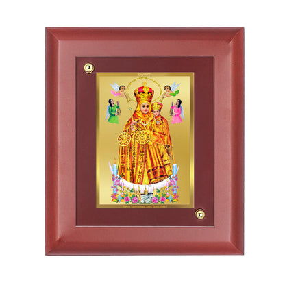 DIVINITI 24K Gold Plated Foil Lady Of Health Wooden Photo Frame Idol for Workshop, Home Decor, Wall Hanging, Table Top, Gift | MDF Size 1 (16.7x14.2 CM)