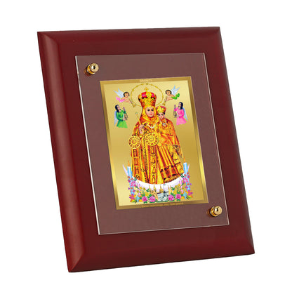 DIVINITI 24K Gold Plated Foil Lady Of Health Wooden Photo Frame Idol for Workshop, Home Decor, Wall Hanging, Table Top, Gift | MDF Size 1 (16.7x14.2 CM)