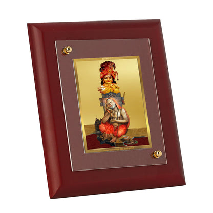 DIVINITI 24K Gold Plated Foil Krishna Raghvendra Tradition Photo Frame Idol for Home Decor, Wall Hanging, Table Top , Gift|MDF Size 1 (16.7x14.2 CM)