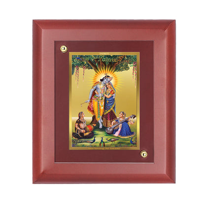 Diviniti Krishna -3 gold-plated Wall Photo Frame, Table Decor| MDF 1 Wooden Photo Frame with 24K gold-plated Foil| Religious Photo Frame Idol For Prayer, Gifts Items