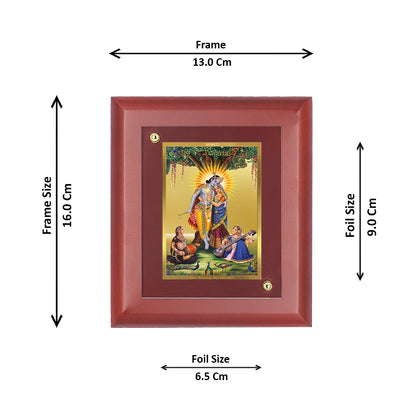 Diviniti Krishna -3 gold-plated Wall Photo Frame, Table Decor| MDF 1 Wooden Photo Frame with 24K gold-plated Foil| Religious Photo Frame Idol For Prayer, Gifts Items