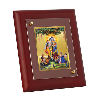 Diviniti Krishna -3 gold-plated Wall Photo Frame, Table Decor| MDF 1 Wooden Photo Frame with 24K gold-plated Foil| Religious Photo Frame Idol For Prayer, Gifts Items