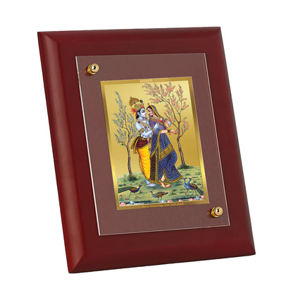 DIVINITI 24K Gold Plated Foil Radha Krishna Stylish Photo Frame Idol for Wall Hanging, Home Decor, Table Top, Puja Room, Luxury Gift|MDF Size 1 (16.7x14.2 CM)