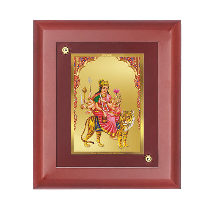 DIVINITI 24K Gold Plated Foil Kushmanda Mata Classic Photo Frame Idol for Home Decor, Wall Decor, Table Top, Puja Room, Gift|MDF Size 1 (16.7x14.2 CM)