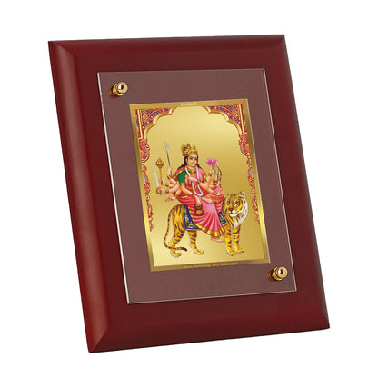 DIVINITI 24K Gold Plated Foil Kushmanda Mata Classic Photo Frame Idol for Home Decor, Wall Decor, Table Top, Puja Room, Gift|MDF Size 1 (16.7x14.2 CM)