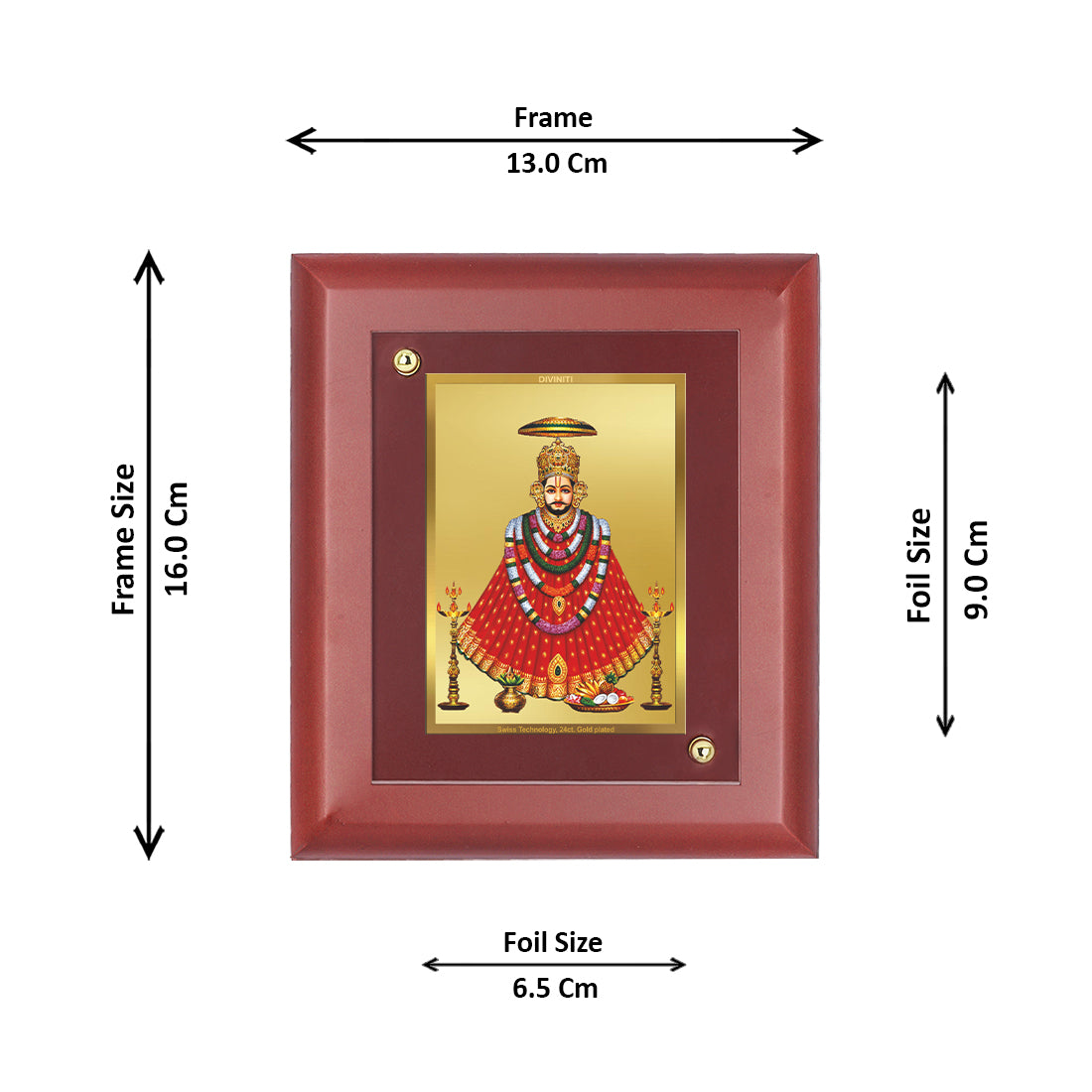 Diviniti Khatu Shyam-2 gold-plated Wall Photo Frame, Table Decor| MDF 1 Wooden Photo Frame with 24K gold-plated Foil| Religious Photo Frame Idol For Prayer, Gifts Items