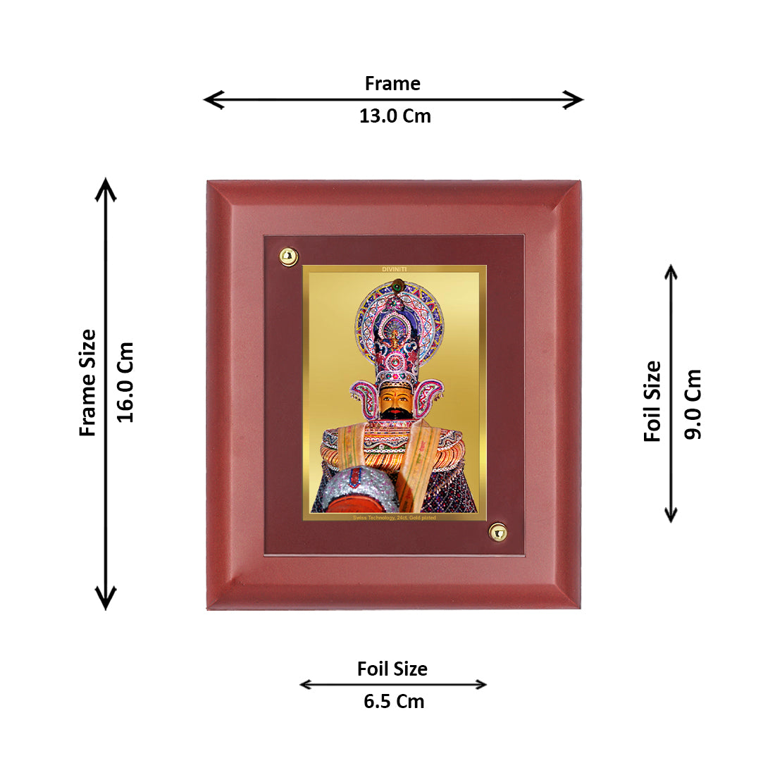 Diviniti Khatu Shyam-1 gold-plated Wall Photo Frame, Table Decor| MDF 1 Wooden Photo Frame with 24K gold-plated Foil| Religious Photo Frame Idol For Prayer, Gifts Items