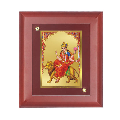 DIVINITI 24K Gold Plated Foil Katyani Mata Luxurious Photo Frame Idol for Home Decor, Wall Hanging, Gift|MDF Size 1 (16.7x14.2 CM)