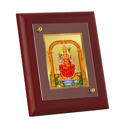 DIVINITI 24K Gold Plated Foil Kanchi Kamakshi Amman Wooden Classic Photo Frame Idol for Home Wall Decor, Table Top, Gift | MDF Size 1 (16.7x14.2 CM)