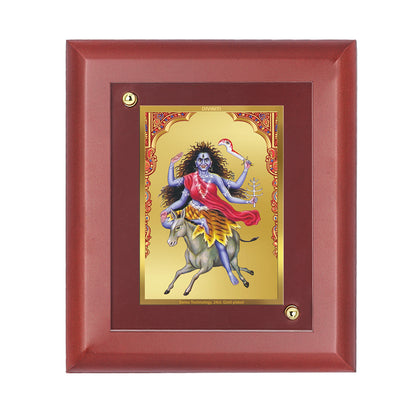 DIVINITI 24K Gold Plated Foil Kaalratri Mata Tradition Photo Frame Idol for Home Decor, Table Top, Wall Hanging, Puja Room, Gift|MDF Size 1 (16.7x14.2 CM)