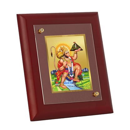 DIVINITI 24K Gold Plated Foil Lord Hanuman Wall Photo Frame Idol for Home Decor, Puja Room, Festival , Luxury Gift|MDF Size 1 (16.7x14.2 CM)