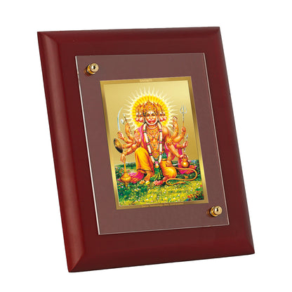 DIVINITI 24K Gold Plated Foil Lord Hanuman Wooden Classic Photo Frame Idol for Home Wall Decor, Table Top, Puja Room , Gift | MDF Size 1 (16.7x14.2 CM)