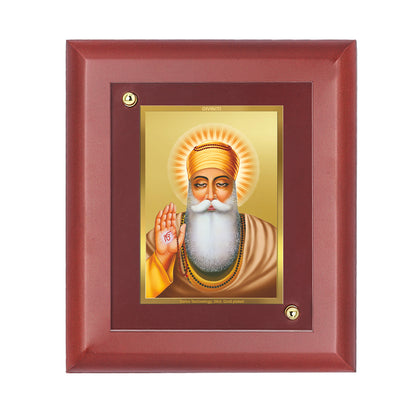 DIVINITI 24K Gold Plated Foil Guru Nanak Classic Photo Frame Idol for Home Decor, Wall Hanging, Table Top, Gift|MDF Size 1 (16.7x14.2 CM)