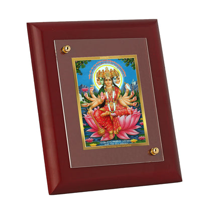 DIVINITI 24K Gold Plated Foil Goddess Gayatri Photo Frame Idol for Home Decor, Wall Hanging, Table Top, Puja Room, Gift|MDF Size 1 (16.7x14.2 CM)