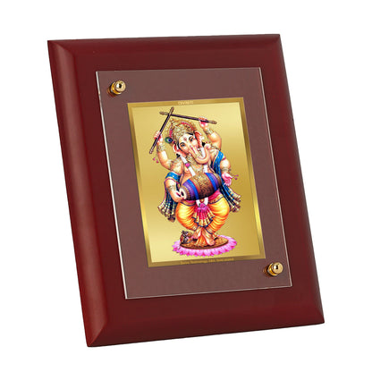 DIVINITI 24K Gold Plated Foil Lord Ganesha Tradition Photo Frame Idol for Home Decor, Wall Hanging, Table Top, Puja Room, Luxury Gift|MDF Size 1 (16.7x14.2 CM)