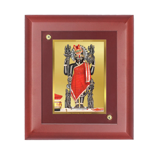 DIVINITI 24K Gold Plated Foil Dwarikadheesh Wooden Stylish Photo Frame Idol for Home Decor, Table Top, Wall Hanging, Puja Room, Gift | MDF Size 1 (16.7x14.2 CM)