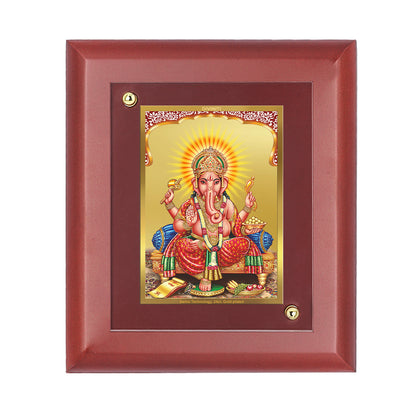 DIVINITI 24K Gold Plated Foil Lord Ganesha Elegant Stylish Wooden Photo Frame Idol for Home Decor, Wall Hanging, Table Top, Puja Room, Gift | MDF Size 1 (16.7x14.2 CM)