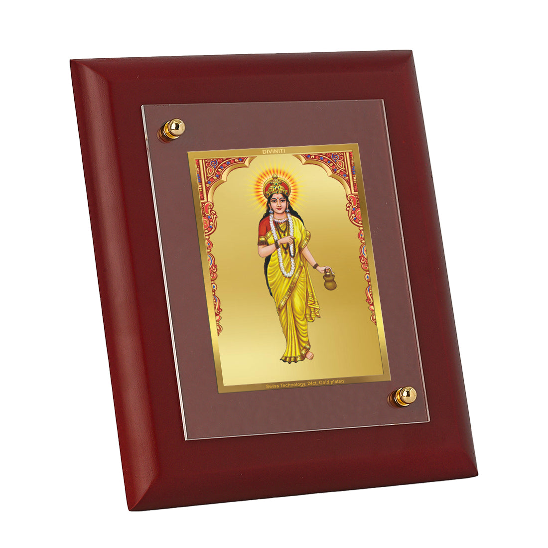 Diviniti Brahmcharini Mata gold-plated Wall Photo Frame, Table Decor| MDF 1 Wooden Photo Frame with 24K gold-plated Foil| Religious Photo Frame Idol For Prayer, Gifts Items