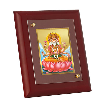 DIVINITI 24K Gold Plated Foil Brahma Ji Luxury Wooden Photo Frame Idol for Home Decor, Wall Hanging, Puja Room, Gift | MDF Size 1 (16.7x14.2 CM)