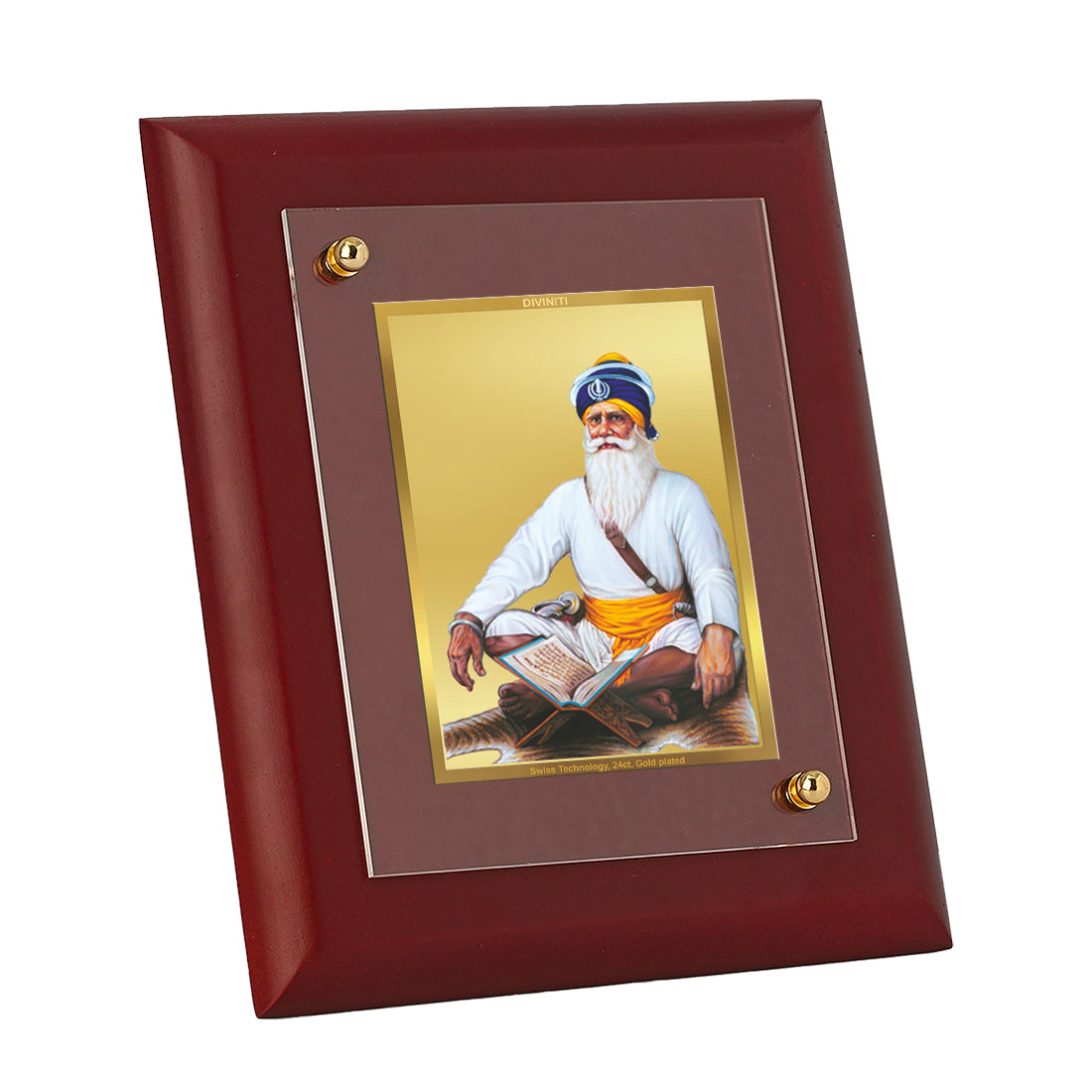 DIVINITI 24K Gold Plated Foil Baba Deep Singh Photo Frame Idol for Home Decor, Wall Decor, Table Top, Elegant Gift|MDF Size 1 (16.7x14.2 CM)