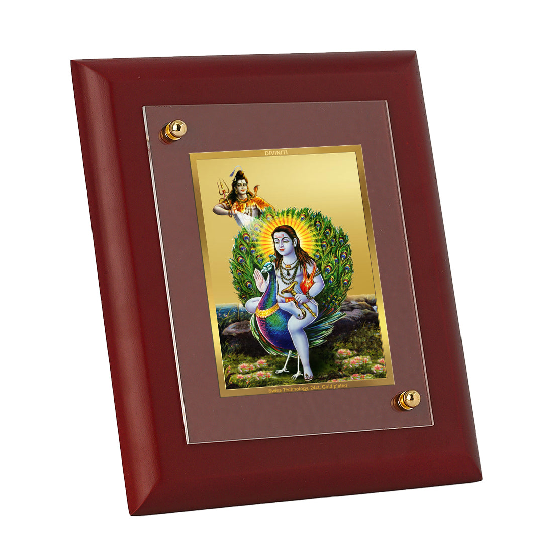 Diviniti Baba Balak Nath gold-plated Wall Photo Frame, Table Decor| MDF 1 Wooden Photo Frame with 24K gold-plated Foil| Religious Photo Frame Idol For Prayer, Gifts Items