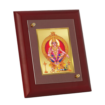 DIVINITI 24K Gold Plated Foil Ayyapan Wooden Wall Photo Frame Idol for Table Decor, Prayer, Home & Office Wall Decor, Luxury Gift | MDF Size 1 (16.7x14.2 CM)