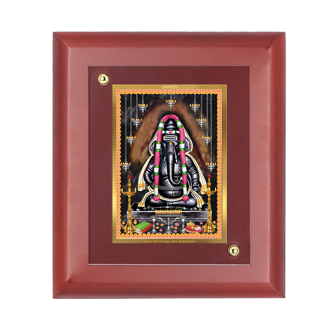 Diviniti Ayyapa Vinaygar gold-plated Wall Photo Frame, Table Decor| MDF 1 Wooden Photo Frame with 24K gold-plated Foil| Religious Photo Frame Idol For Prayer, Gifts Items