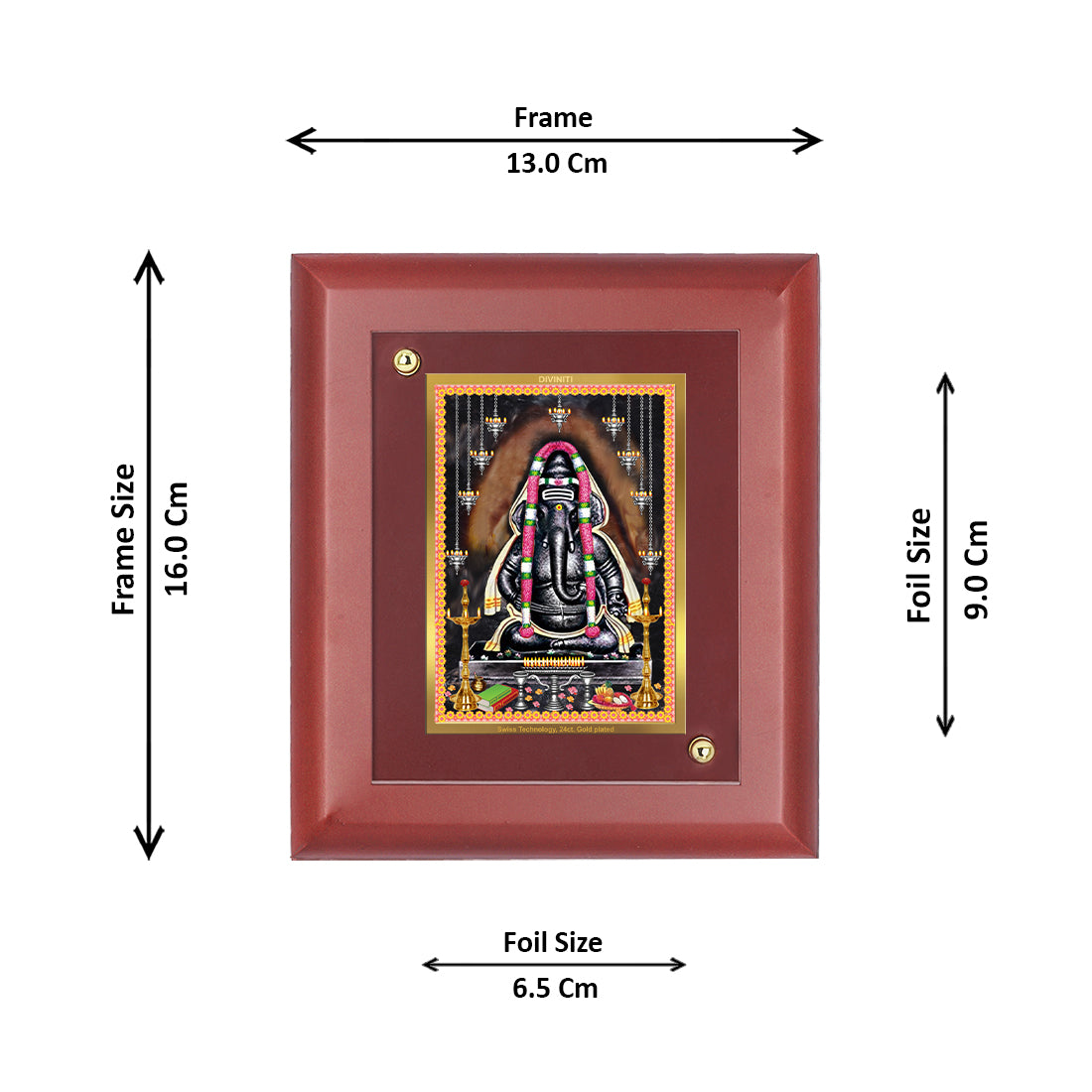 Diviniti Ayyapa Vinaygar gold-plated Wall Photo Frame, Table Decor| MDF 1 Wooden Photo Frame with 24K gold-plated Foil| Religious Photo Frame Idol For Prayer, Gifts Items