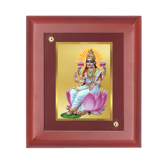 DIVINITI 24K Gold Plated Foil Goddess Ashwarya Lakshmi Photo Frame Idol for Home Decor, Wall Hanging, Table Top, Puja Room, Gift|MDF Size 1 (16.7x14.2 CM)