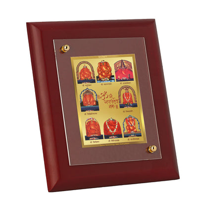 DIVINITI 24K Gold Plated Foil Ashtha Ganesha Photo Frame Idol for Home & Office Wall Decor, Table Top, Puja Room, Gift|MDF Size 1 (16.7x14.2 CM)