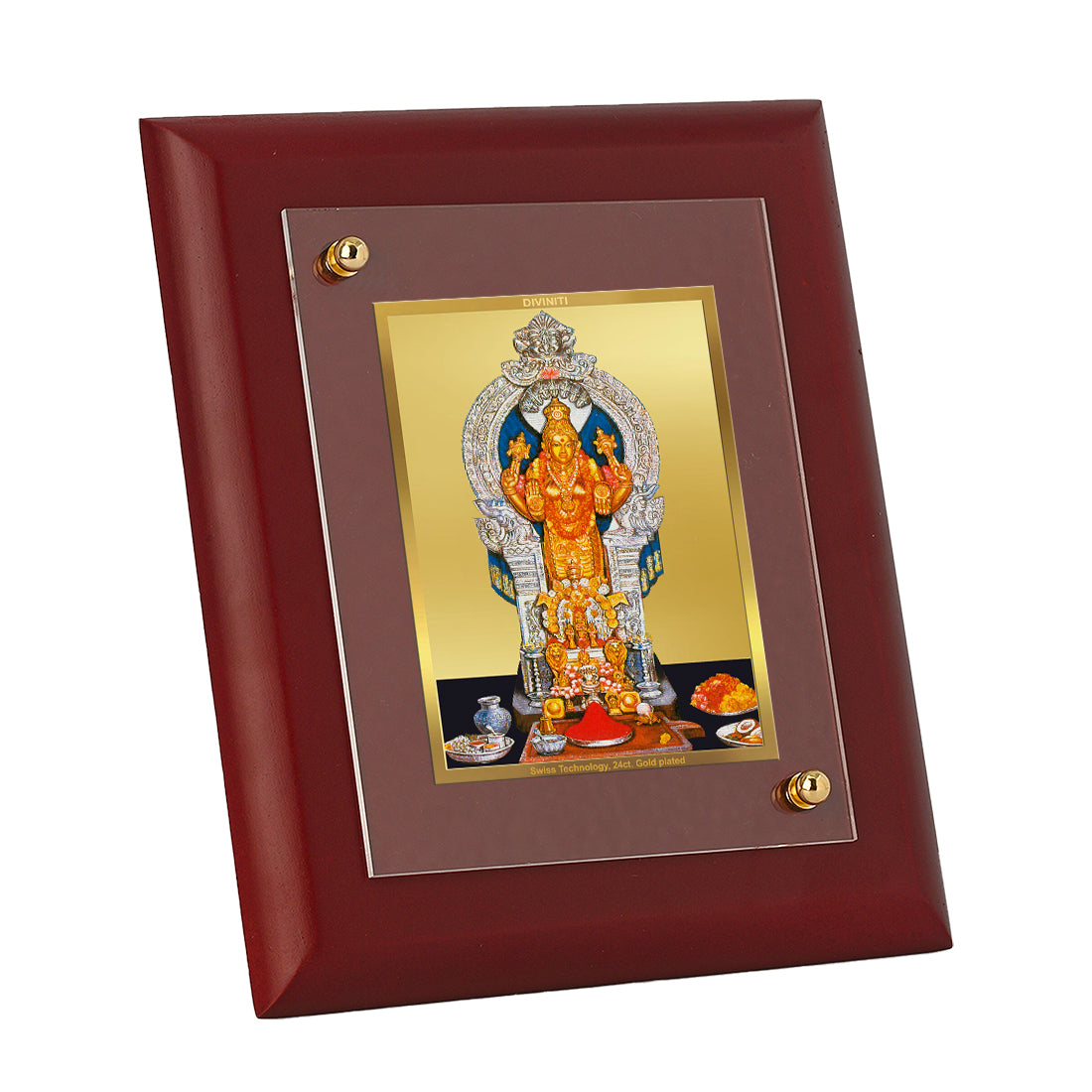 DIVINITI 24K Gold Plated Foil Goddess Annapoorna Photo Frame Idol for Home Decor Showpiece, Table Top, Wall Hanging, Gift|MDF Size 1 (16.7x14.2 CM)