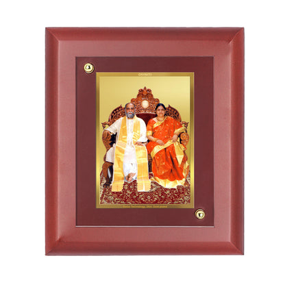 DIVINITI 24K Gold Plated Foil Shanti Amman Elegant Photo Frame Idol for Room Decor, Wall Hanging, Table Top, Workshop, Gift|MDF Size 1 (16.7x14.2 CM)