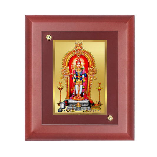 DIVINITI 24K Gold Plated Foil Alangaram Raja Wooden Elegant Photo Frame Idol for Home Decor Showpiece, Wall Hanging, Table Top, Luxury Gift | MDF Size 1 (16.7x14.2 CM)