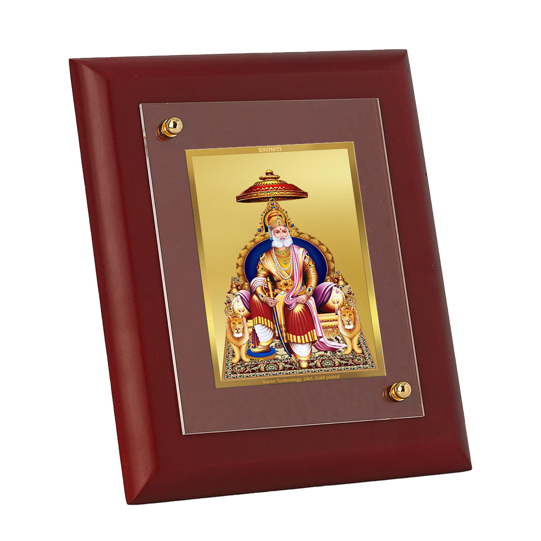 DIVINITI 24K Gold Plated Foil Agrasain Maharaj Wall Photo Frame Idol for Home Decor Showpiece, Table, Puja Room, Luxury Gift|MDF Size 1 (16.7x14.2 CM)