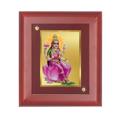 DIVINITI 24K Gold Plated Goddess Aadi Lakshmi Wooden Photo Frame for Home Decor, Wall Hanging, Table Top, Worship, Gift | MDF Size 1 (16.7x14.2 CM)