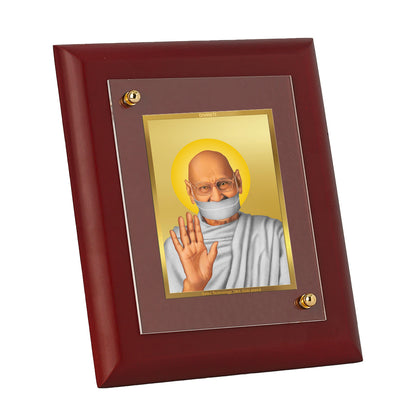 DIVINITI 24K Gold Plated Aacharya Mahaprgya Ji  Wooden Photo Frame for Home Decor, Wall Decor, Table Top, Puja Room, Gift | MDF Size 1 (16.7x14.2 CM)