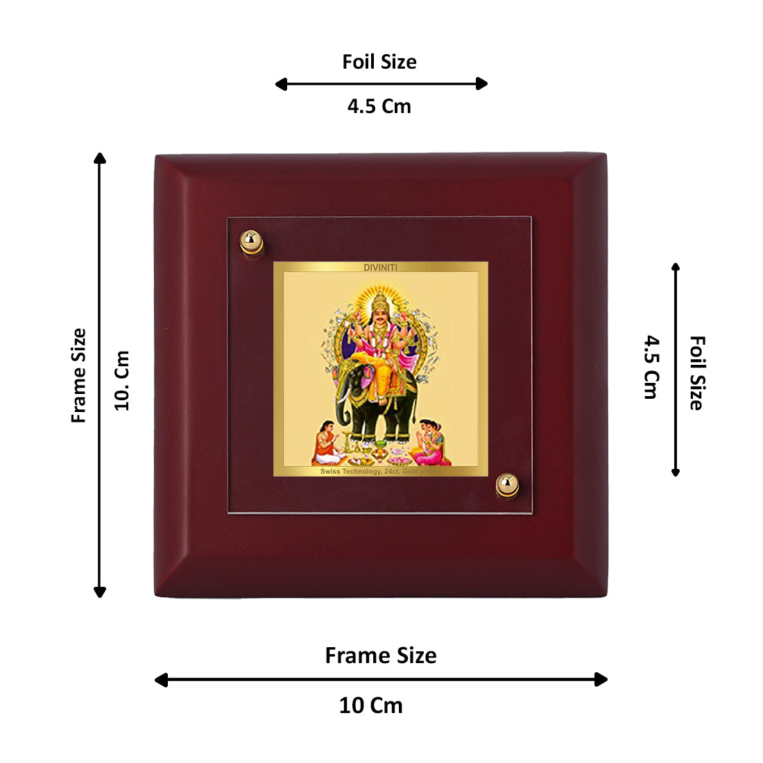 Diviniti 24K Gold Plated Vishwakarma Photo Frame Craft and Work for Home Decor Showpiece, Tabletops, Puja Room Gift | MDF Size 1A (9.9x9.9 CM)