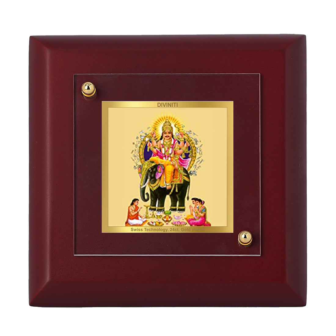 Diviniti 24K Gold Plated Vishwakarma Photo Frame Craft and Work for Home Decor Showpiece, Tabletops, Puja Room Gift | MDF Size 1A (9.9x9.9 CM)