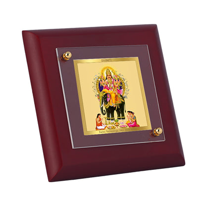 Diviniti 24K Gold Plated Vishwakarma Photo Frame Craft and Work for Home Decor Showpiece, Tabletops, Puja Room Gift | MDF Size 1A (9.9x9.9 CM)